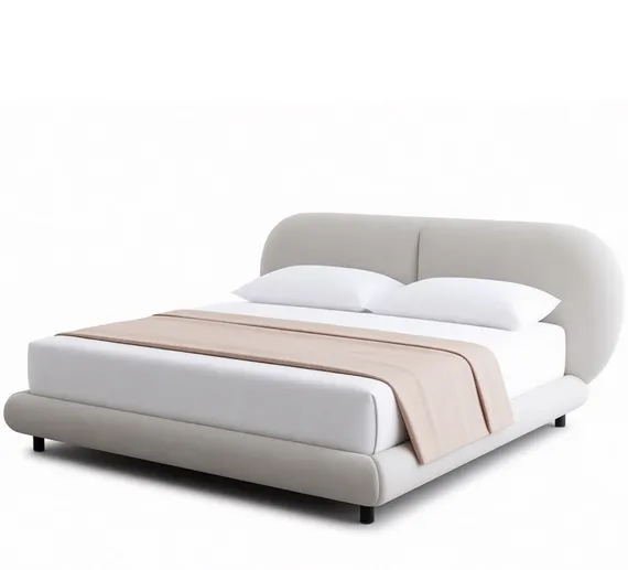 Двуспальная кровать 4122, 180х200, серый велюр