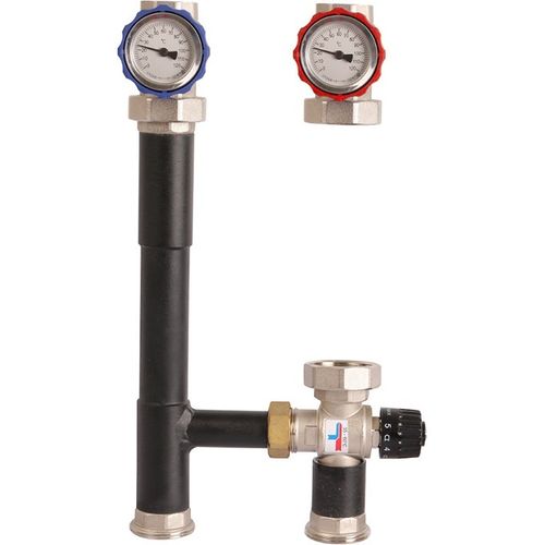 Насосная группа Rommer 1" с термостатическим смесит. клапаном (35-60°С) без насоса (RDG-0002-012503)