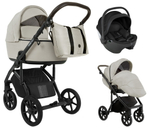 Детская коляска Roan Bass Next 2.0 3 в 1 с автокреслом Pituso Baesa Pro Black BSN/45/2 Marzipan/Black/руч.Cappuccino(2 места)