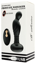 Черный массажер простаты с вибрацей и возвратно-поступательными движениями (Цвет: черный)