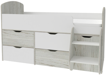 Кровать-чердак КарИВи Малыш 7 Винтерберг Белый