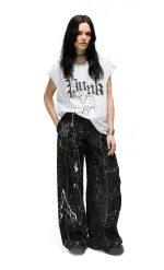 Брюки Kraizy Stripes с замками из джинсы черные