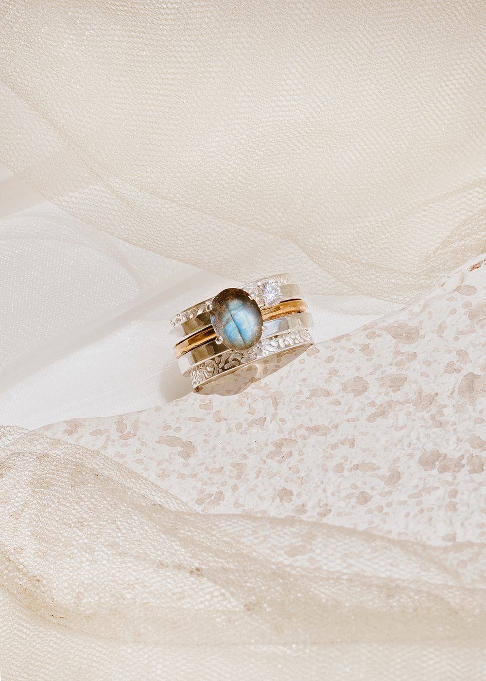 Кольцо «Мозаик Антик» с лабрадоритом в фасетной огранке