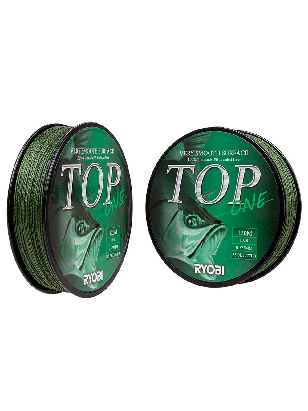 Шнур плетеный для рыбалки Ryobi TOP PE4X-120M Dark green 0.6/d-0.128mm