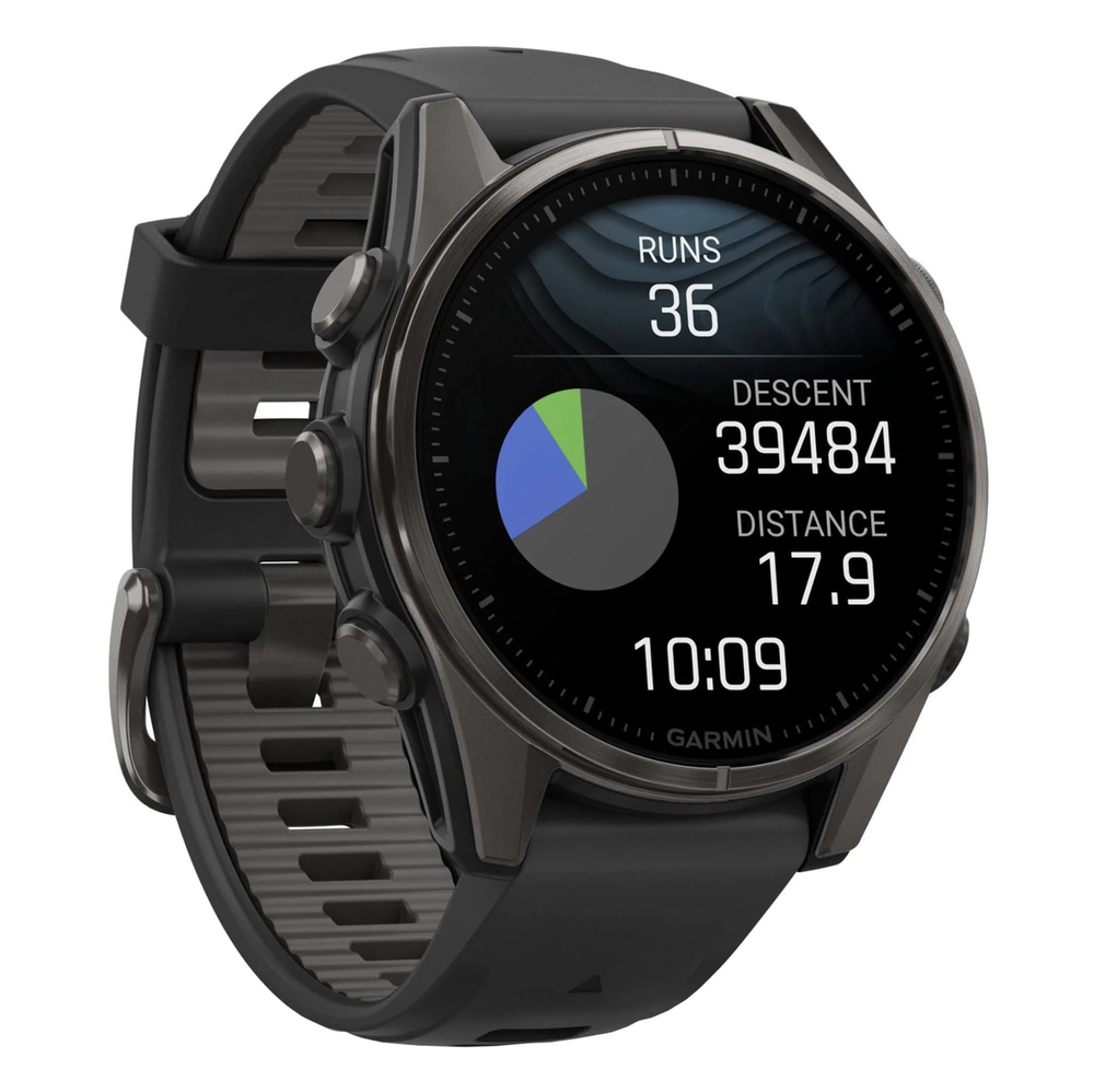 Умные часы Garmin Fenix 8 Amoled 43mm, Sapphire Lens, Carbon Gray DLC Titanium + Silicone Band