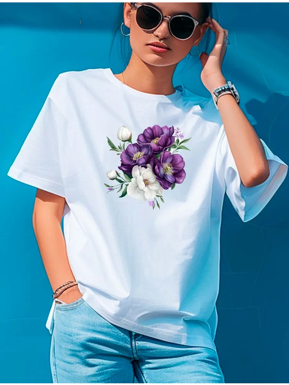 Футболка фиолетовые цветы