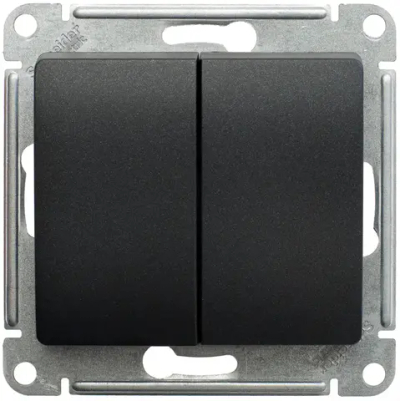 GLOSSA 2-клавишный ПЕРЕКЛЮЧАТЕЛЬ, сх.6+6, 10АХ, механизм, АНТРАЦИТ