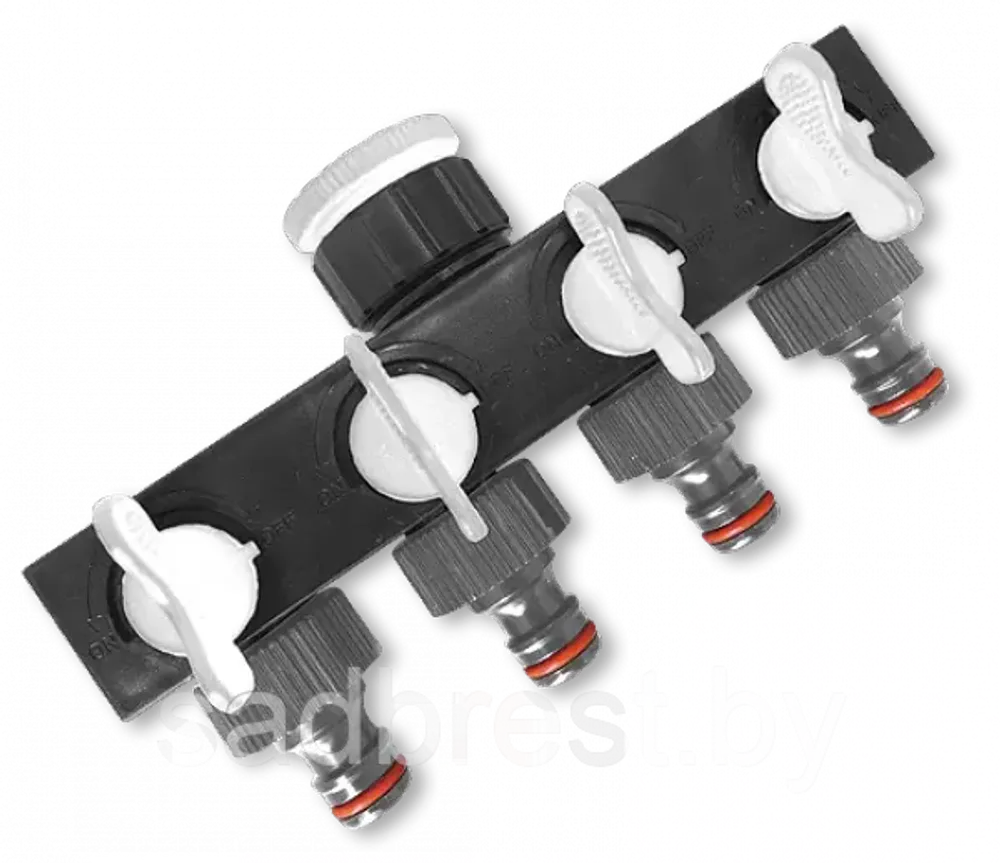 Разделитель 4х канальный с 4 кранами под быстросъем пласт.