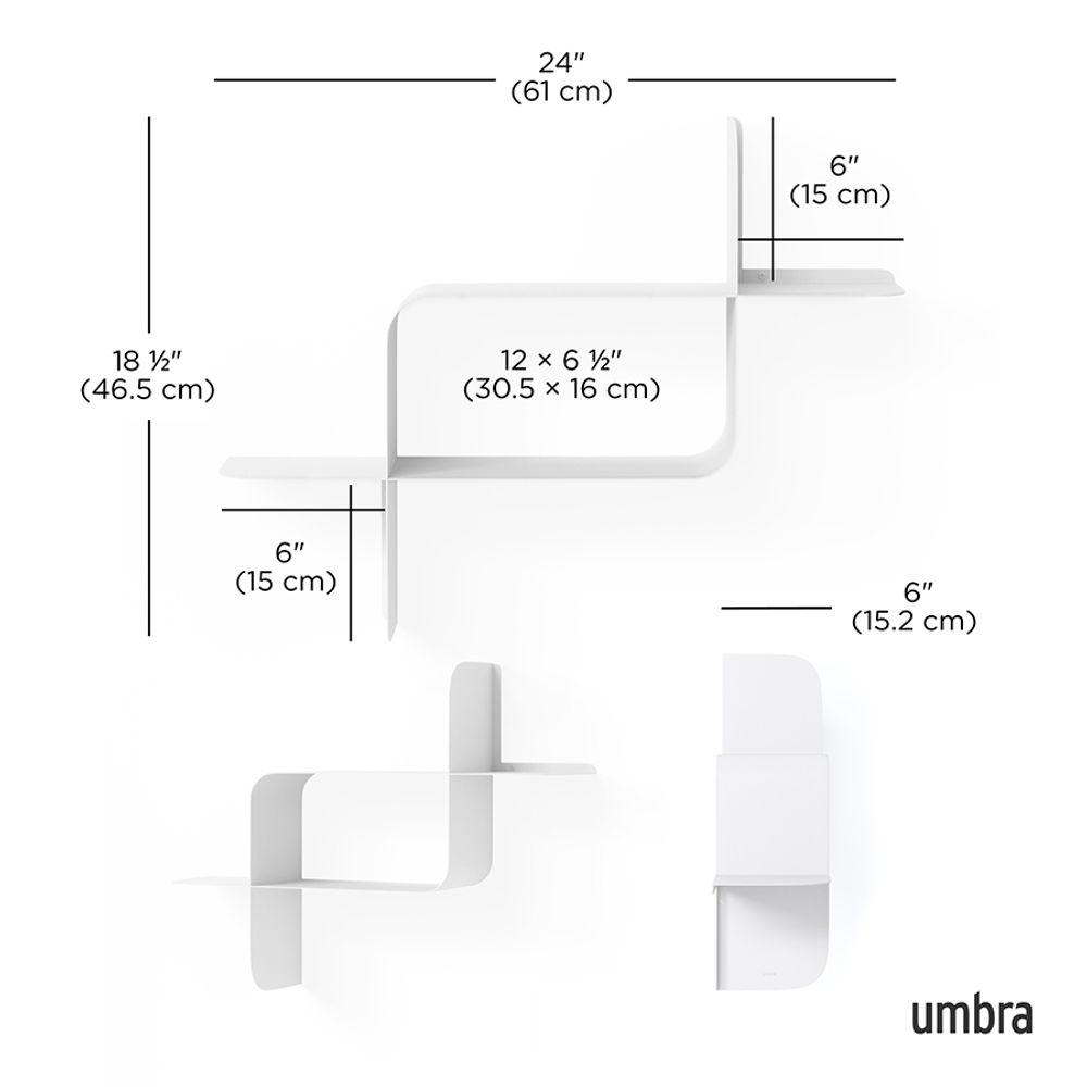 Набор металлических настенных полок Montage, 2 шт., белый