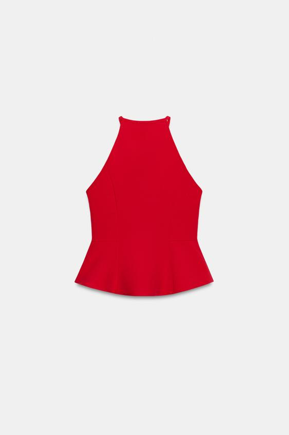 ZARA ТОП С ГОРЛОВИНОЙ ХАЛТЕР И БАСКОЙ, КРАСНЫЙ