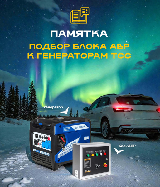 Новая таблица подбора АВР к генератору ТСС в 2026 году