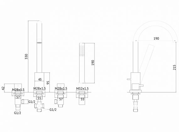Смеситель ABBER Wasser Kreis AF8113G на борт ванны, золото матовое