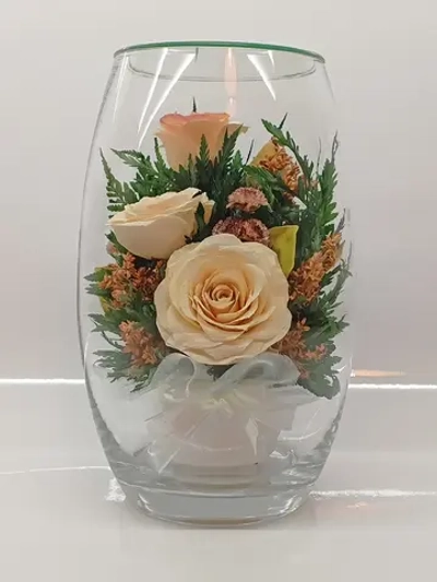 натуральные розы в стекле, вакуум