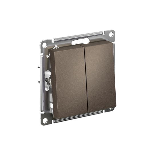 ATLASDESIGN 2-клавишный ВЫКЛЮЧАТЕЛЬ, сх.5, 10АХ, мех., быстрозажим. клем., МОККО