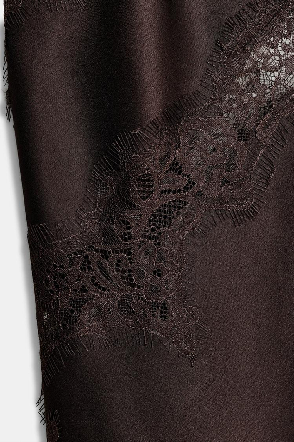 ZARA ТОП В БЕЛЬЕВОМ СТИЛЕ С КРУЖЕВОМ — ZW COLLECTION, КОРИЧНЕВЫЙ