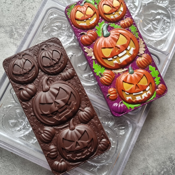873 | Форма для шоколадных изделий &quot;Halloween Тыквы&quot; (275*175 мм)