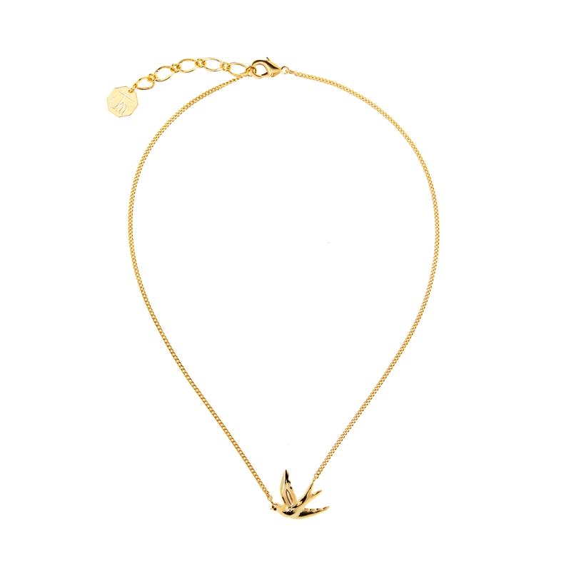 Колье Золотое с Ласточкой