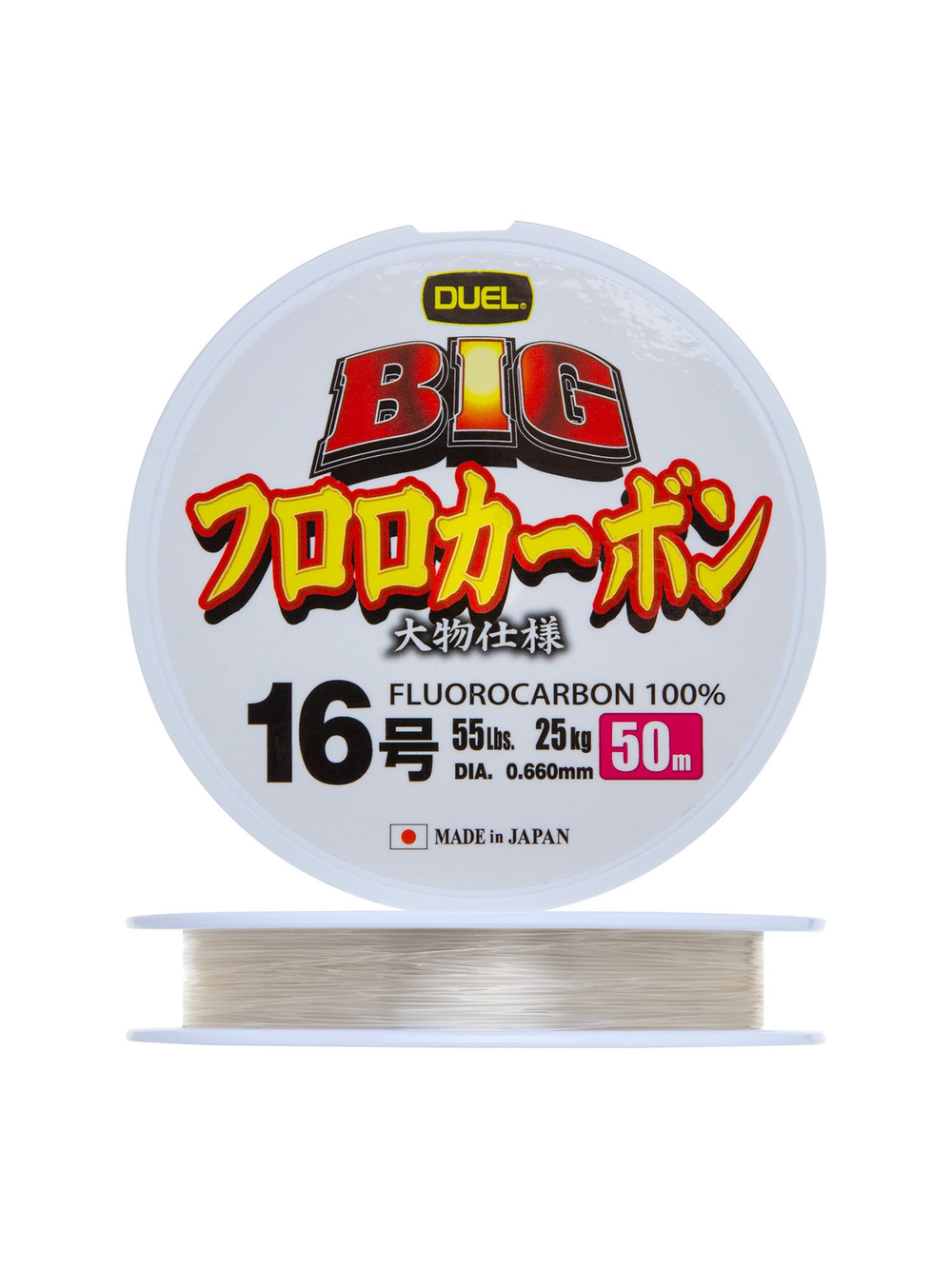 Флюорокарбоновая леска для рыбалки Duel Big Fluorocarbon 100%, 0,66 мм, 50 м, 25 кг, прозрачный