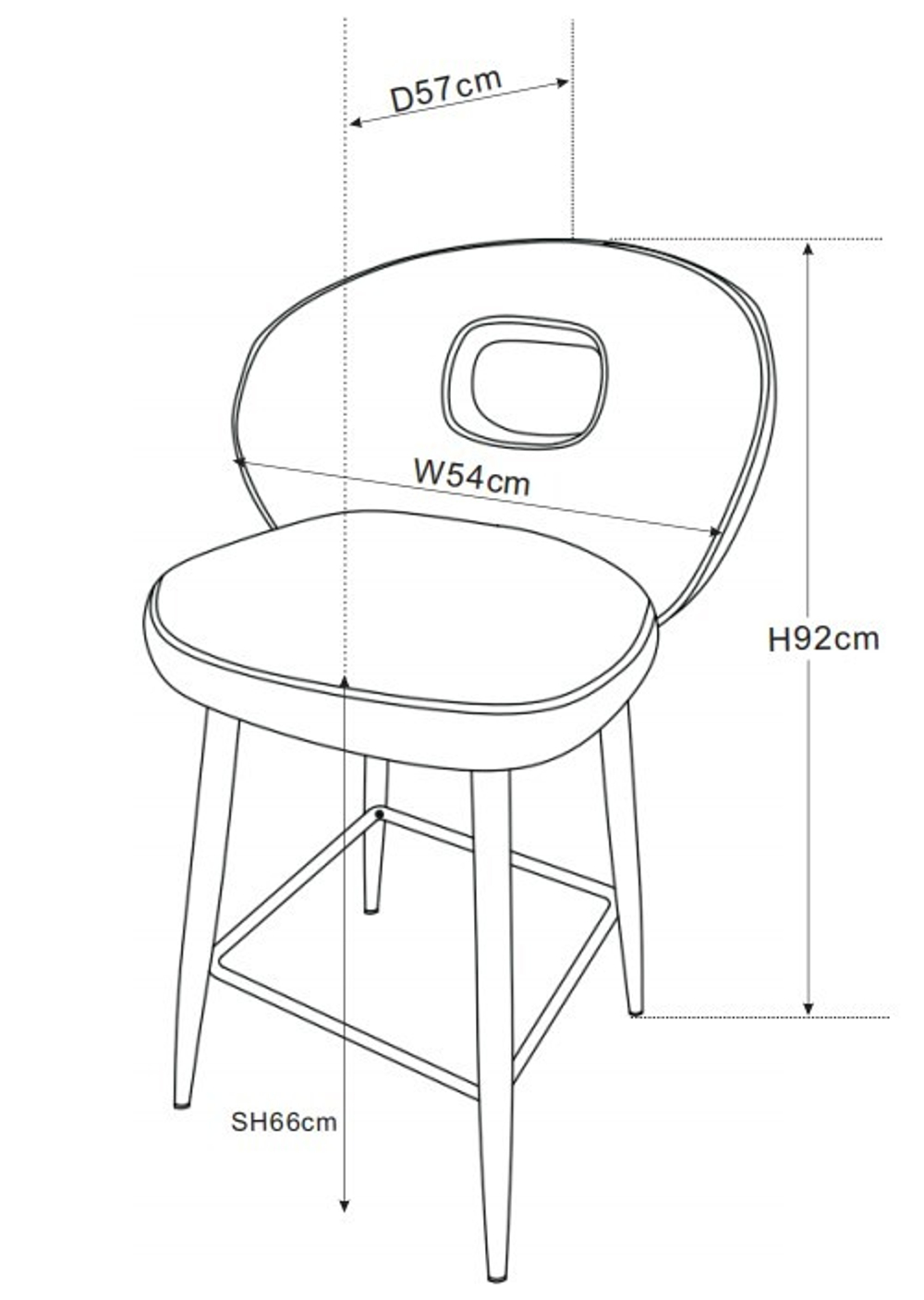 Стул барный Ist Casa Россо, белый крем, золото