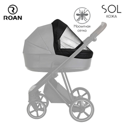 Детская коляска Roan Sol Кожа 3 в 1 с автокреслом Tutis Elo Black RSL/2024 White/Black/руч.Тем.коричневый