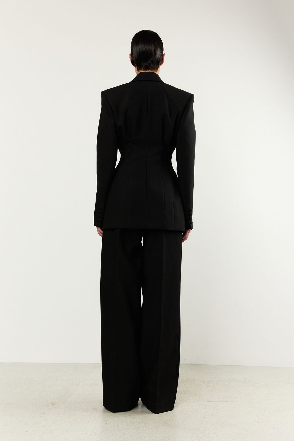 Брюки-палаццо черные из плотной вискозы