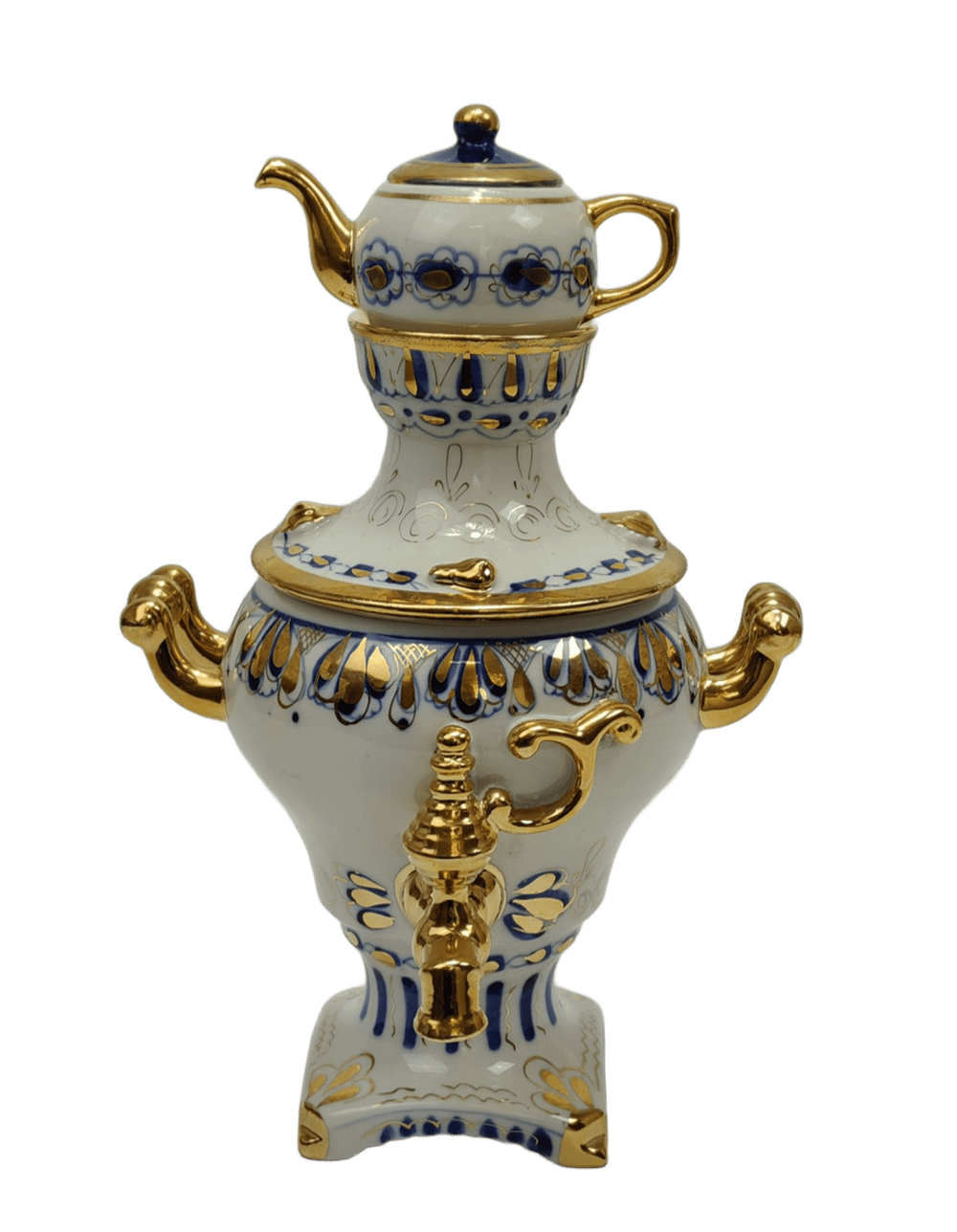 &&& Статуэтка "Самовар с заварочным чайничком" Гжель