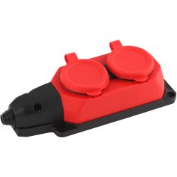 Колодка ЭРА K-2e-RED-IP44 каучуковая с заземлением 2 розетки 16A IP44 красная | Колодки