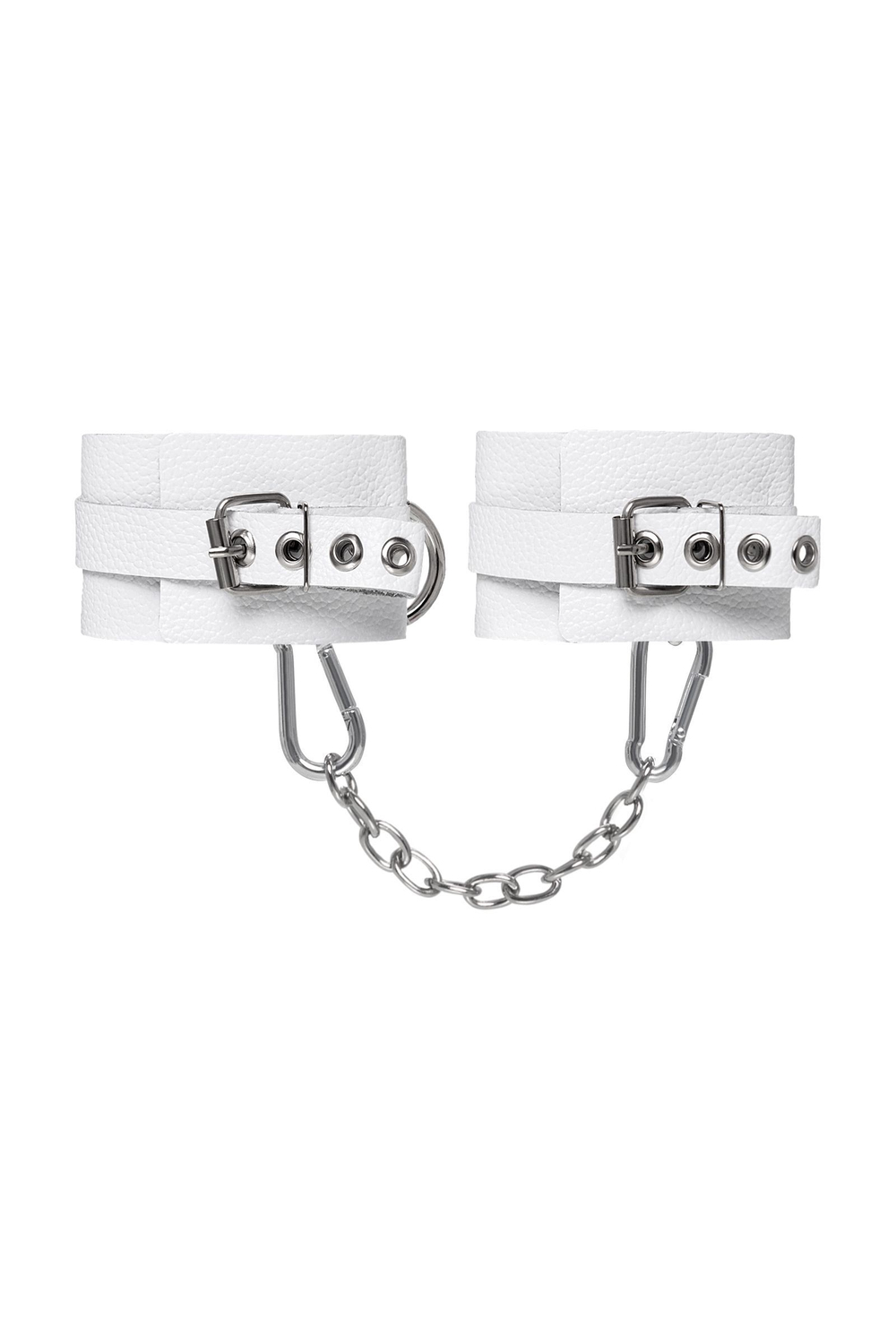 Белые мягкие кожаные наручники с люверсами