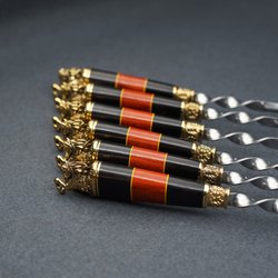 Подарочный набор шампуров "К удаче", рукояти граб-падук