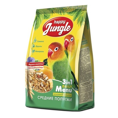 Happy Jungle Корм для средних попугаев 500 г