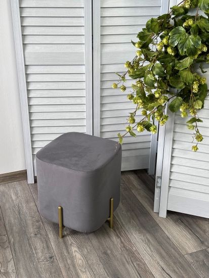 Пуф для гостиной OTTO, цвет Velutto 32 Антрацитовый, велюр / золотой каркас