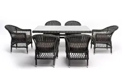 "Амароне" обеденная группа из искусственного ротанга на 6 персон, цвет графит