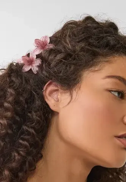 STRADIVARIUS Набор из 3 мини-заколок для волос в виде цветов, нежно-розовый