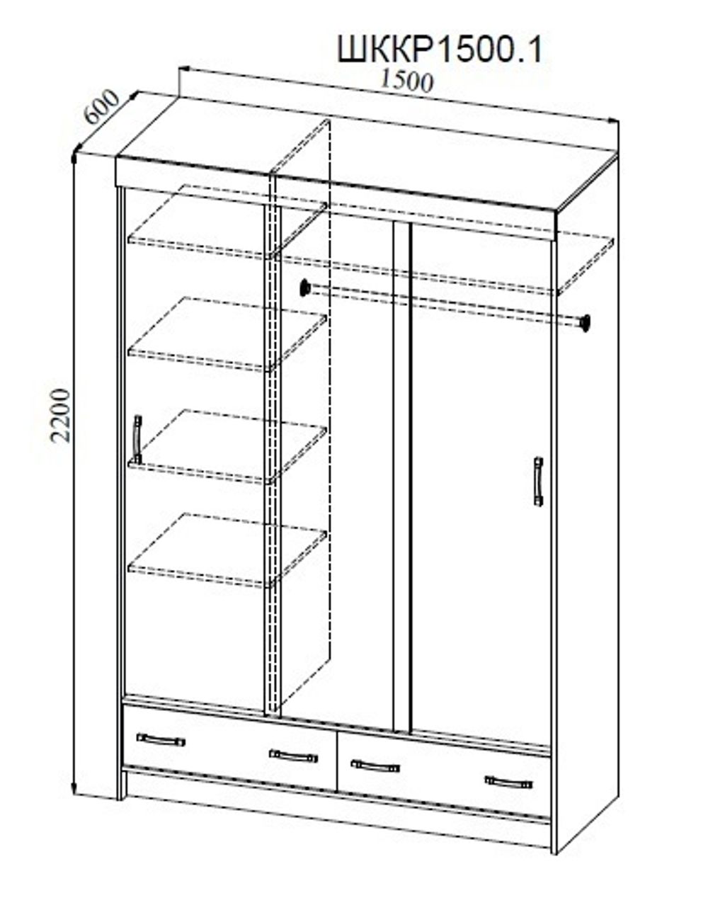 МС Ронда Шкаф-купе Анкор ШККР 1500.1