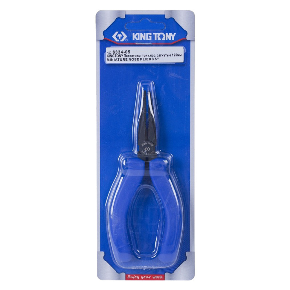 KING TONY (6334-05) Плоскогубцы тонконосые загнутые 125 мм, мини