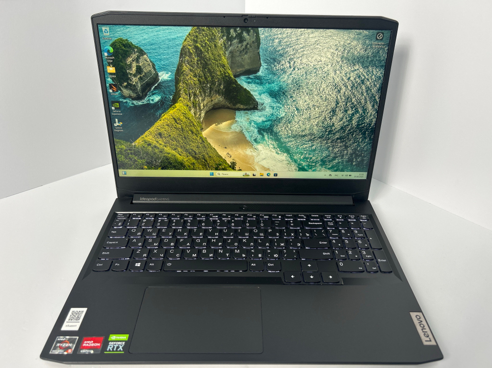 Ноутбук Lenovo IdeaPad Gaming 3 15ACH6 (82K201AFRK) 15.6"/AMD Ryzen 5 5600H/RAM 8 GB/SSD 512 GB/NVIDIA GeForce RTX 3050 Ti/1920x1080/IPS/Windows 11/Подсветка кл-ры: LED/Черный. Состояние: B1