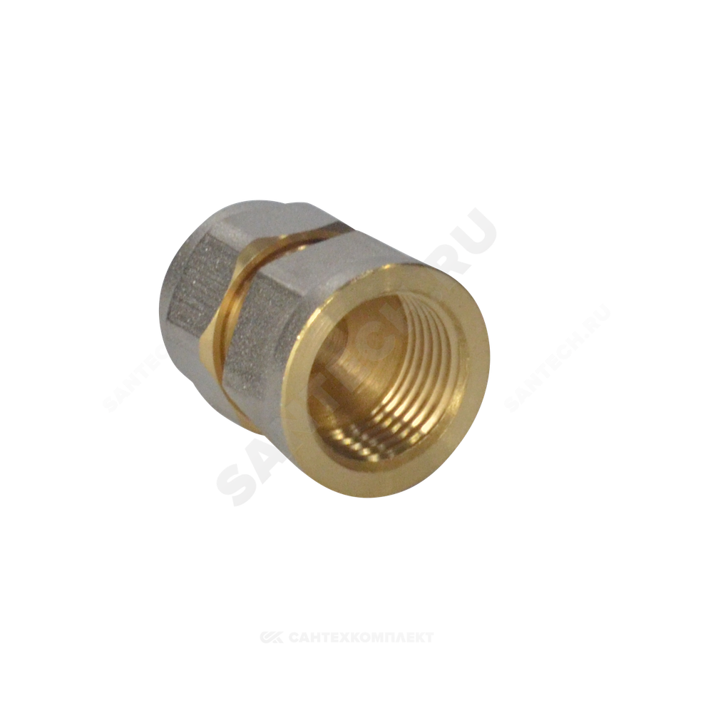 Муфта МП латунь никель обжим Дн 16х3/4" ВР ГОСТ 32415-2013 7002 Aquasfera 7002-02