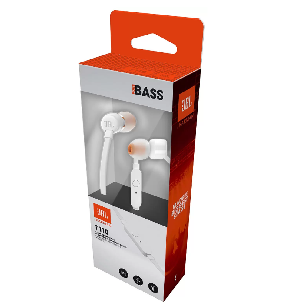 Проводные наушники JBL T110 белый (q)