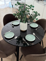 Круглый раздвижной стол "Черный мрамор Марквина" и 4 стула Элион