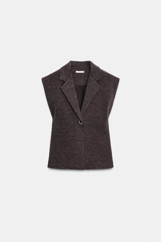ZARA ЖИЛЕТ С ПУГОВИЦЕЙ, КОРИЧНЕВЫЙ МЕЛАНЖ