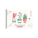 Скетчбук А5, 20л, на гребне, пл. 180гр, белая бумага, Спейс Cute plants