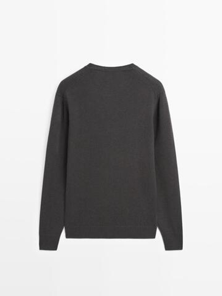 Massimo Dutti Свитер из смесовой шерсти с круглым вырезом, серый