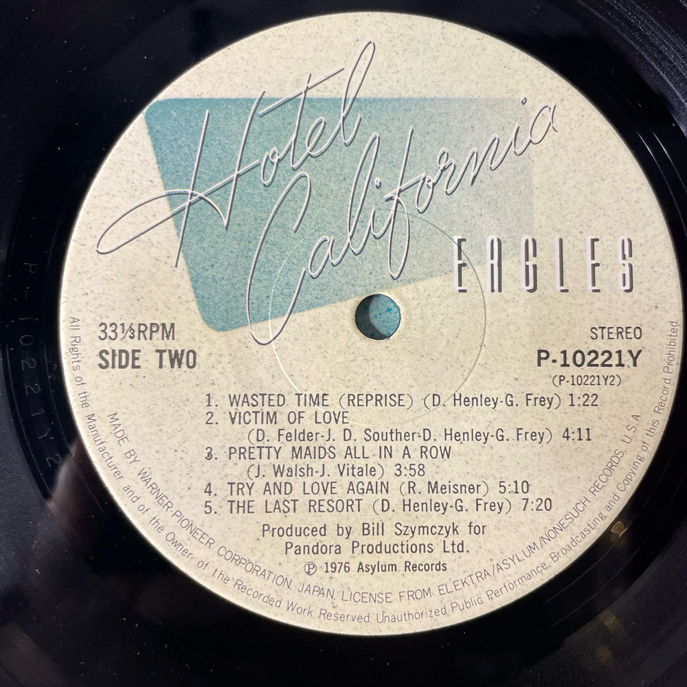 Винтажная виниловая пластинка LP Eagles Hotel California (Япония 1976) (Без Оби)