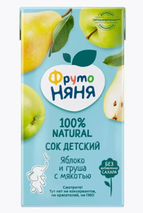 СОК ФРУТОНЯНЯ ЯБЛОКО ГРУША С МЯКОТЬЮ 500МЛ