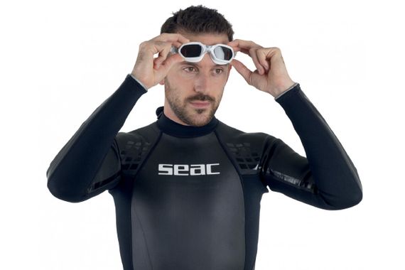 Очки для плавания Seac Aquatech тонированные стекла белый/серебристый