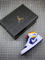 AIR JORDAN 1 MID WHITE/DEEP ROYAL BLUE-TRACK RED-LASER ORANGE