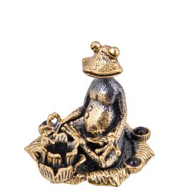 Народные промыслы AM-3912 Подсвечник «Лягушка с лотосом» (латунь, янтарь)