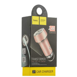 Разделитель автомобильный Hoco Z7 Kingkong dual USB Car Charger Apple&amp;Android (2USB: 5V &amp; 2.4A) Розовое золото