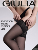Чулки в микросеточку черные EMOTION RETE VISION с кружевом на силиконовой ленте,40 den , 3/4 ML (Цвет: черный)