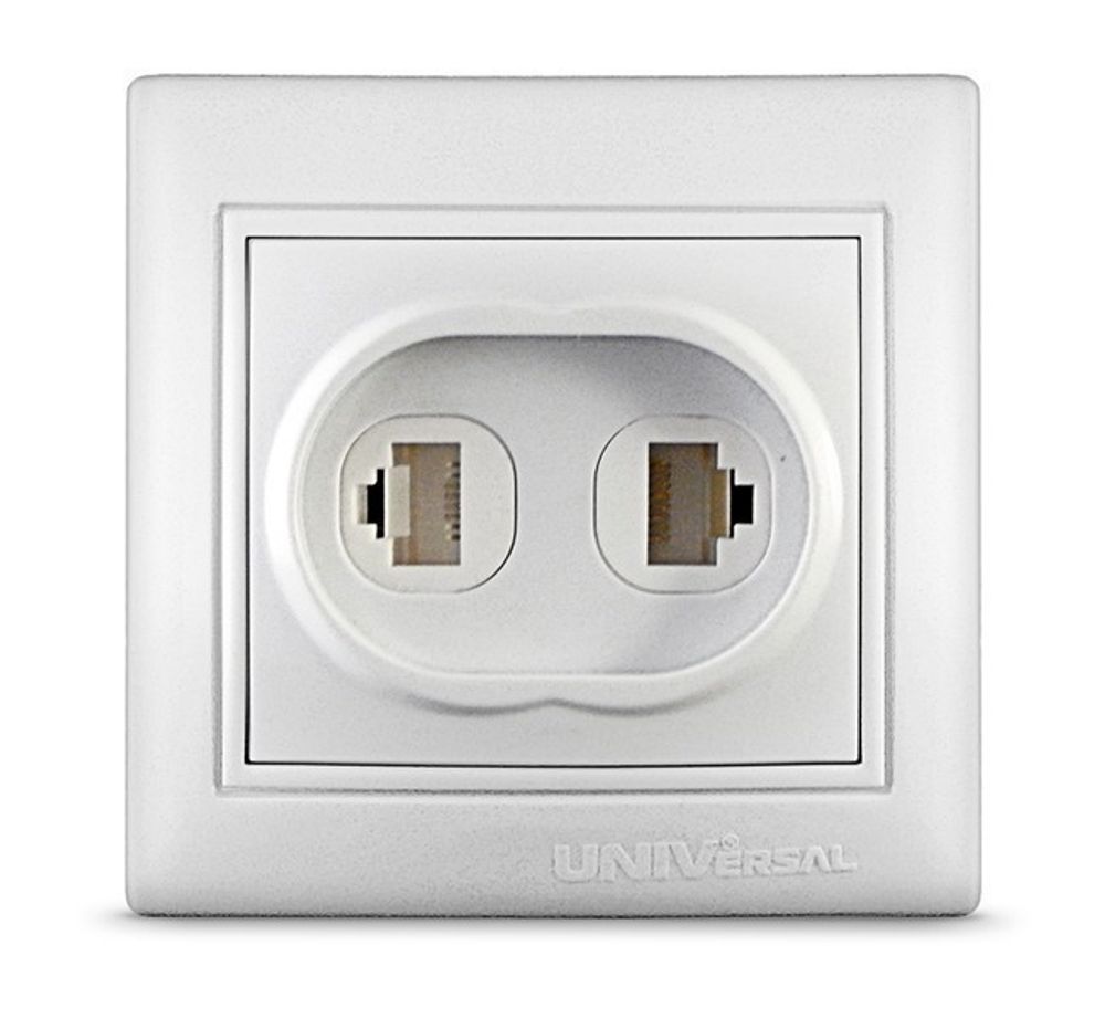 Розетка UNIVersal Bалери телефон/компьютер с/п бел.